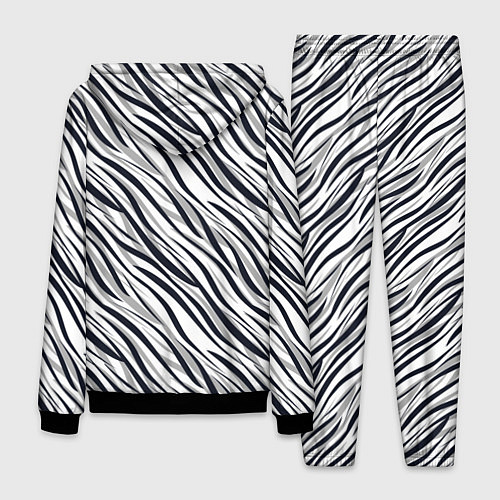 Мужской костюм Черно-белый полосатый тигровый / 3D-Черный – фото 2