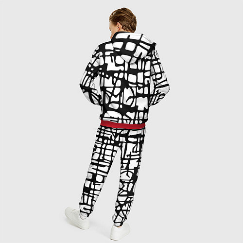 Мужской костюм Черно-Белый мотив Cantabrigiensia, подходящий для / 3D-Красный – фото 4