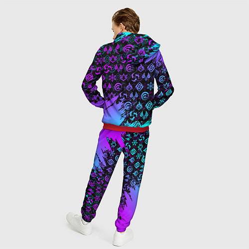 Мужской костюм GENSHIN NEON PATTERN SYMBOL НЕОН ЭМБЛЕМЫ / 3D-Красный – фото 4