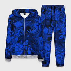 Костюм мужской SONIC BLUE PATTERN СИНИЙ ЁЖ, цвет: 3D-меланж