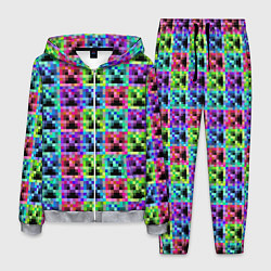 Костюм мужской МАЙНКРАФТ MINECRAFT ЦВЕТНЫЕ КРИПЕРЫ, цвет: 3D-меланж