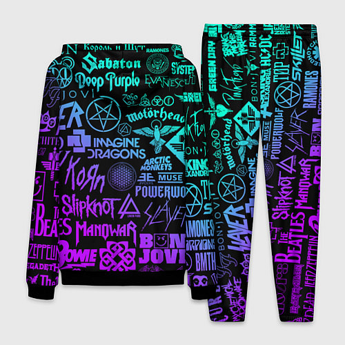 Мужской костюм ЛОГОТИПЫ РОК ГРУПП НЕОН ROCK NEON / 3D-Черный – фото 2