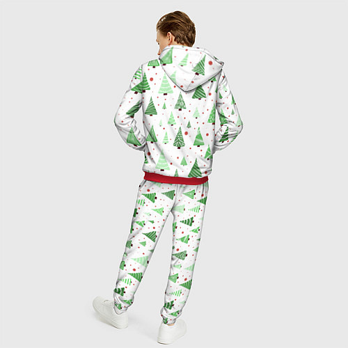 Мужской костюм Много разных зелёных ёлочек на белом фоне плюс кра / 3D-Красный – фото 4