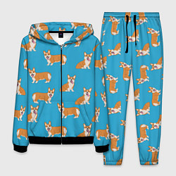 Костюм мужской Счастливые корги паттерн, цвет: 3D-черный
