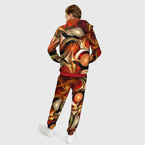 Мужской костюм Абстрактные цифровые спирали / 3D-Красный – фото 4