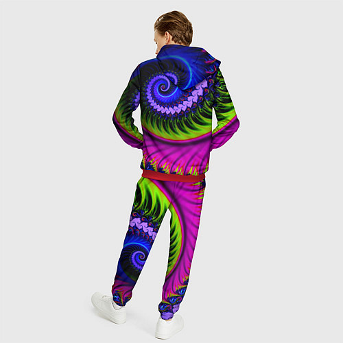 Мужской костюм Разноцветная неоновая спираль Абстракция Multicolo / 3D-Красный – фото 4
