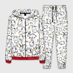 Костюм мужской Зайцы с морковками, цвет: 3D-красный