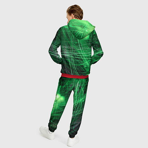 Мужской костюм Неоновые волны и линии - Зелёный / 3D-Красный – фото 4