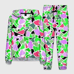 Костюм мужской Abstract pattern green pink spots, цвет: 3D-меланж
