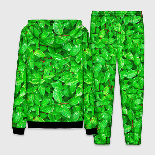 Мужской костюм Зелёные листья - текстура / 3D-Черный – фото 2
