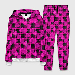 Костюм мужской Black and pink hearts pattern on checkered, цвет: 3D-белый