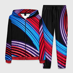 Костюм мужской Красные и голубые абстрактные линии, цвет: 3D-красный