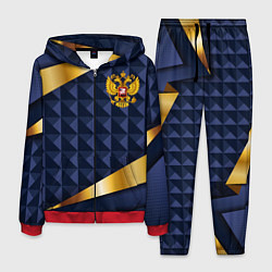 Костюм мужской Золотой герб России на объемном синим фоне, цвет: 3D-красный