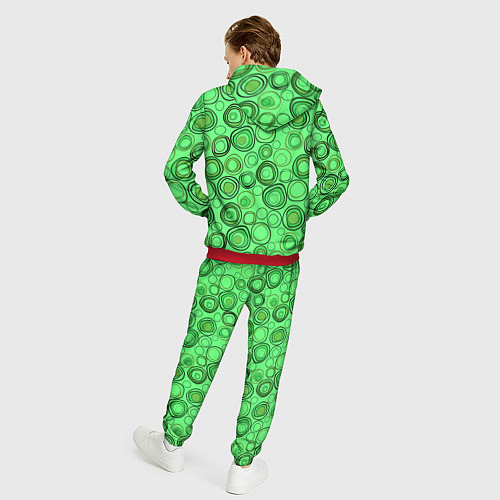 Мужской костюм Ярко-зеленый неоновый абстрактный узор / 3D-Красный – фото 4
