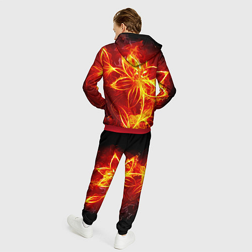 Мужской костюм Цветок из огня на чёрном фоне / 3D-Красный – фото 4