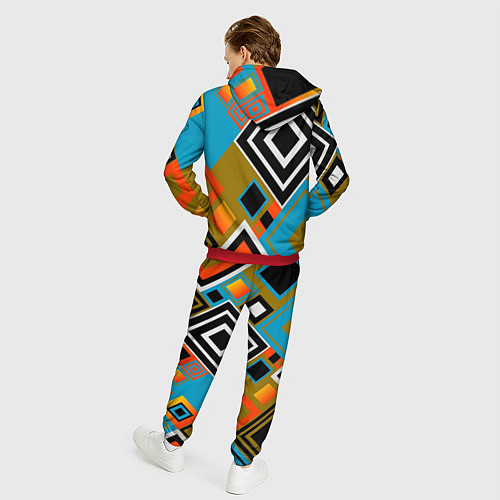 Мужской костюм Фон из разноцветных квадратов / 3D-Красный – фото 4