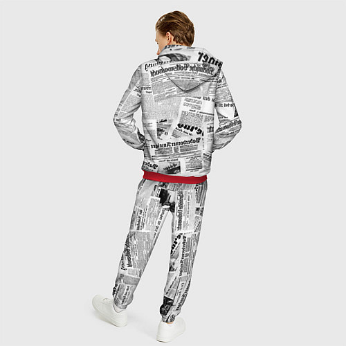 Мужской костюм Газетный коллаж / 3D-Красный – фото 4