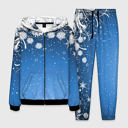 Костюм мужской Снежный узор на синем фоне, цвет: 3D-черный