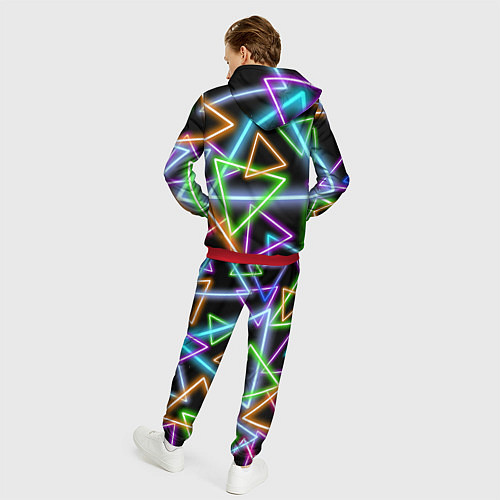 Мужской костюм Неоновые треугольники - текстура / 3D-Красный – фото 4
