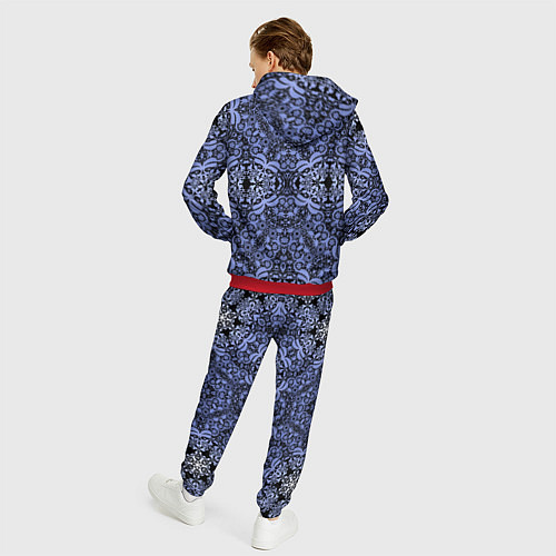 Мужской костюм Ажурный модный кружевной синий узор / 3D-Красный – фото 4
