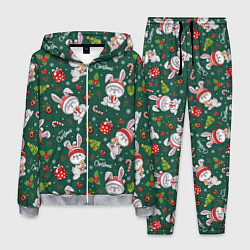 Костюм мужской Новогодние кролики - паттерн, цвет: 3D-меланж