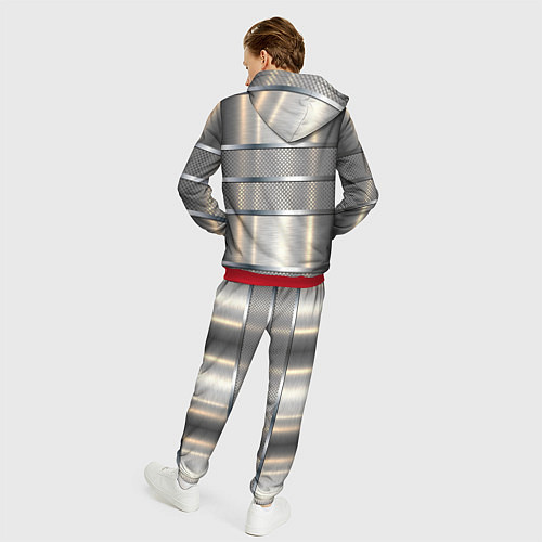 Мужской костюм Металлические полосы - текстура алюминия / 3D-Красный – фото 4