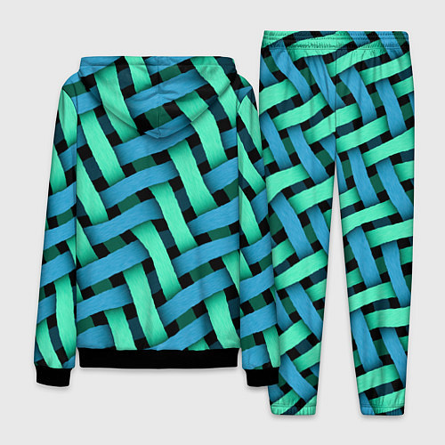 Мужской костюм Сине-зелёная плетёнка - оптическая иллюзия / 3D-Черный – фото 2