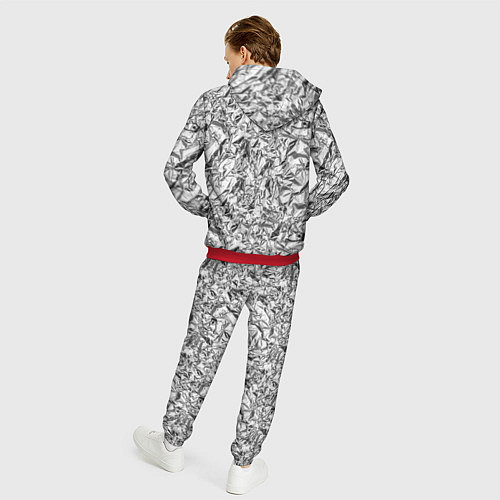 Мужской костюм Текстура мятой алюминиевой фольги / 3D-Красный – фото 4