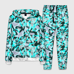 Мужской костюм Пятнистый абстрактный узор серый с бирюзовыми лини