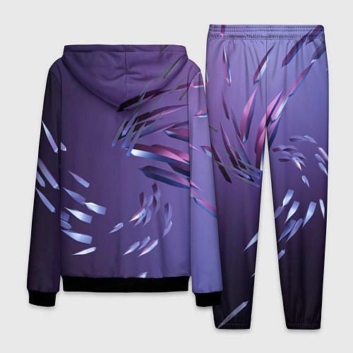 Мужской костюм Фиолетовый абстрактный фон и стеклянные лезвия / 3D-Черный – фото 2