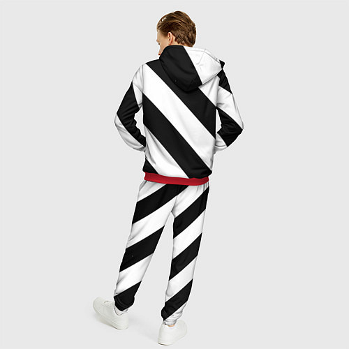 Мужской костюм Черно-белые полосы / 3D-Красный – фото 4