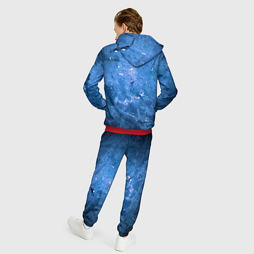 Мужской костюм Тёмно-синяя абстрактная стена льда / 3D-Красный – фото 4