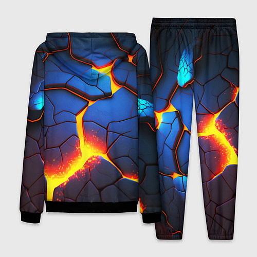 Мужской костюм Яркая неоновая лава, разломы / 3D-Черный – фото 2