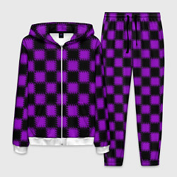 Костюм мужской Фиолетовый черный узор Шахматка, цвет: 3D-белый