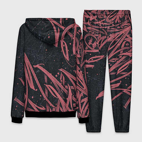 Мужской костюм Бордовое граффити / 3D-Черный – фото 2