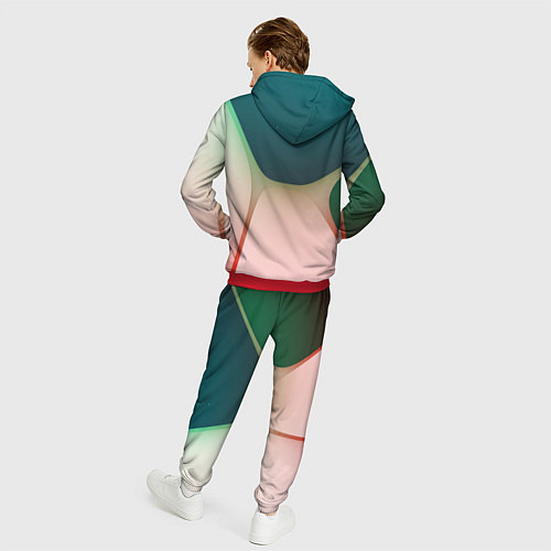 Мужской костюм Абстрактные зелёные и розовые пластины / 3D-Красный – фото 4
