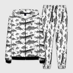 Костюм мужской Паттерн на каждый день о рыбалке, цвет: 3D-черный