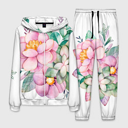 Костюм мужской Пастельные цветы - посередине, цвет: 3D-белый