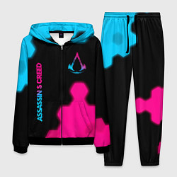 Костюм мужской Assassins Creed - neon gradient: надпись, символ, цвет: 3D-черный