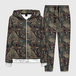 Костюм мужской Тёмный фон с элементами дракона, цвет: 3D-белый