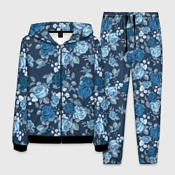 Костюм мужской Голубые розы паттерн, цвет: 3D-черный