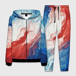 Костюм мужской Белый синий красный, цвет: 3D-черный