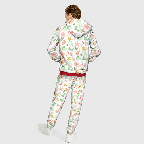 Мужской костюм Листики цветочки / 3D-Красный – фото 4