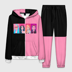 Костюм мужской Группа Black pink на черно-розовом фоне, цвет: 3D-белый
