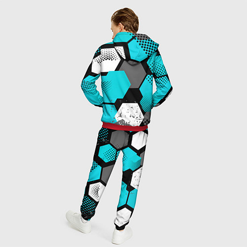 Мужской костюм Шестиугольники абстрактный фон / 3D-Красный – фото 4