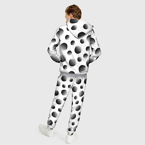 Мужской костюм Черные полосатые шары на белом / 3D-Меланж – фото 4