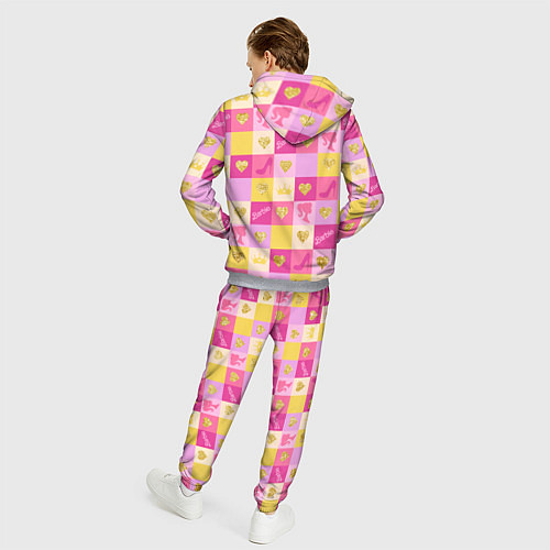 Мужской костюм Барби: желтые и розовые квадраты паттерн / 3D-Меланж – фото 4