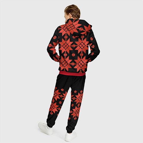 Мужской костюм Удмуртский - вертикаль black / 3D-Красный – фото 4