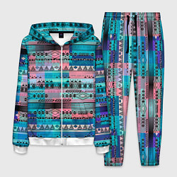 Мужской костюм Голубой с разноцветными вставками этнический орнам