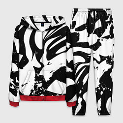 Костюм мужской Экспрессивная чб абстракция, цвет: 3D-красный